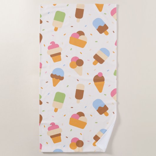 Ice Cream Pattern, Ice Cream Cone, Ice Popsicle Strandlaken (Voorkant)