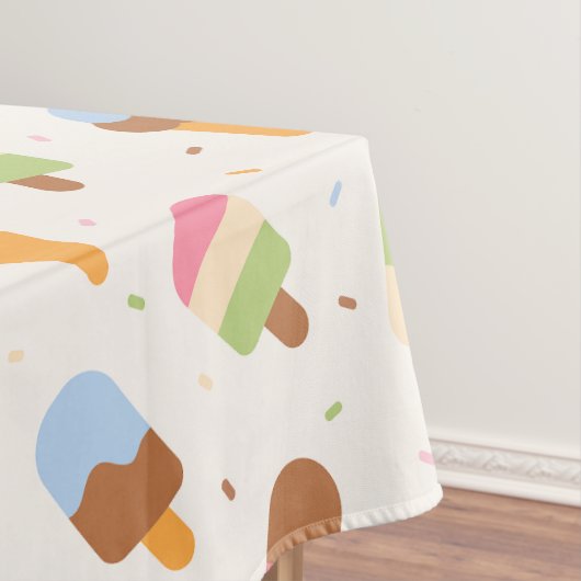 Ice Cream Pattern, Ice Cream Cone, Ice Popsicle Tafelkleed (Voorbeeld)