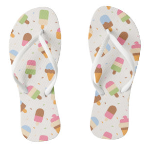 Ice Cream Pattern, Ice Cream Cone, Ice Popsicle Teenslippers