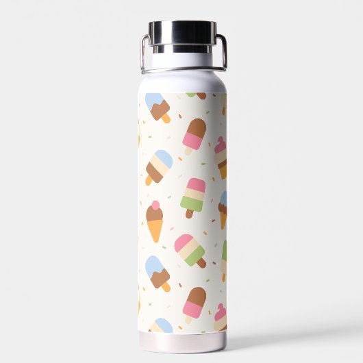 Ice Cream Pattern, Ice Cream Cone, Ice Popsicle Waterfles (Achterkant)