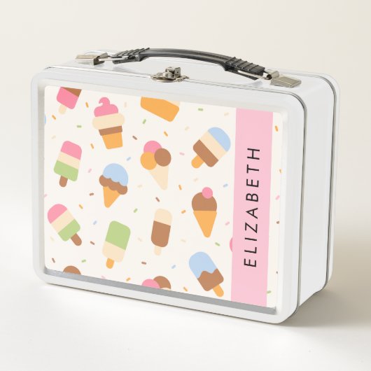 Ice Cream Pattern, Ice Cream Cone, Jouw naam (Voorkant)