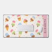 Ice Cream Pattern, Ice Cream Cone, Jouw naam Bureaumat (Keyboard & Muis)