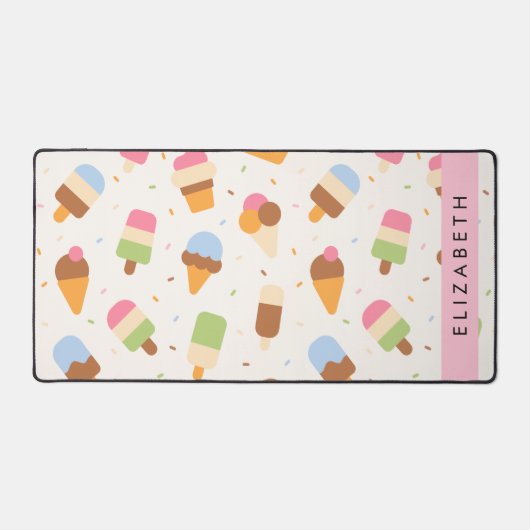 Ice Cream Pattern, Ice Cream Cone, Jouw naam Bureaumat (Voorkant)