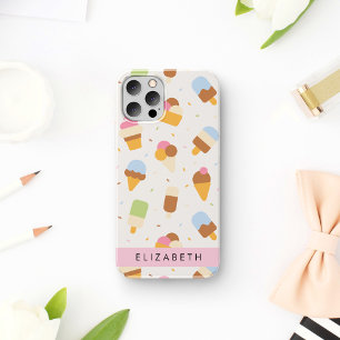 Ice Cream Pattern, Ice Cream Cone, Jouw naam iPhone 12 Pro Hoesje