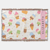 Ice Cream Pattern, Ice Cream Cone, Jouw naam Deken (Voorkant)