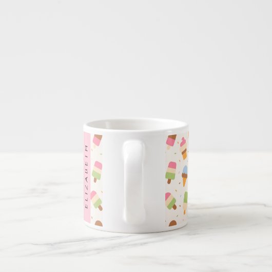 Ice Cream Pattern, Ice Cream Cone, Jouw naam Espresso Kop (Achterkant)