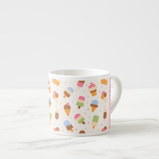 Ice Cream Pattern, Ice Cream Cone, Jouw naam Espresso Kop (Voorkant rechts)