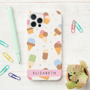 Ice Cream Pattern, Ice Cream Cone, Jouw naam iPhone 12 Pro Hoesje