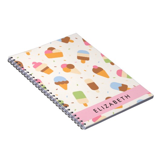 Ice Cream Pattern, Ice Cream Cone, Jouw naam Notitieboek (Rechterzijde)