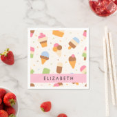 Ice Cream Pattern, Ice Cream Cone, Jouw naam Servet (Insitu)