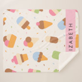Ice Cream Pattern, Ice Cream Cone, Jouw naam Sherpa Deken (Voorkant (horizontaal))