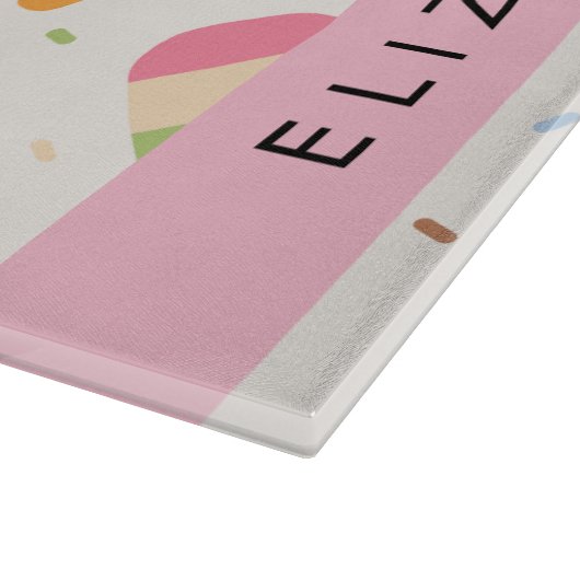 Ice Cream Pattern, Ice Cream Cone, Jouw naam Snijplank (Hoek)