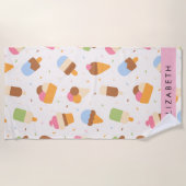 Ice Cream Pattern, Ice Cream Cone, Jouw naam Strandlaken (Voorkant)