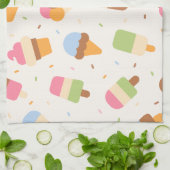 Ice Cream Pattern, Ice Cream Cone, Jouw naam Theedoek (Gevouwen)