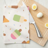 Ice Cream Pattern, Ice Cream Cone, Jouw naam Theedoek (Quarter Fold)