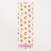 Ice Cream Pattern, Ice Cream Cone, Jouw naam Yogamat (Achterkant)