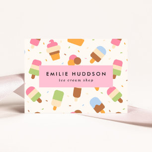 Ice Cream Pattern, Ice Cream Shop, Ice Cream Parlo Visitekaartje
