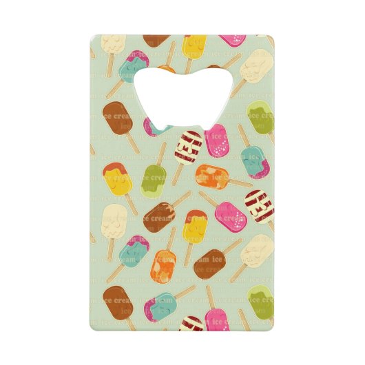 Ice Cream Pattern Kredietkaart Flessenopener (Voorkant)