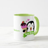 Ice Cream Penguin nom personnalisé tasses (Devant droit)