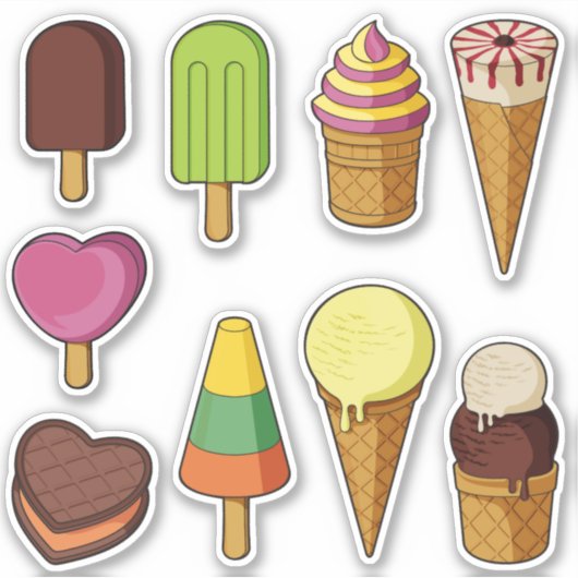 Ice Cream-pictogrammen Sticker (Voorkant)