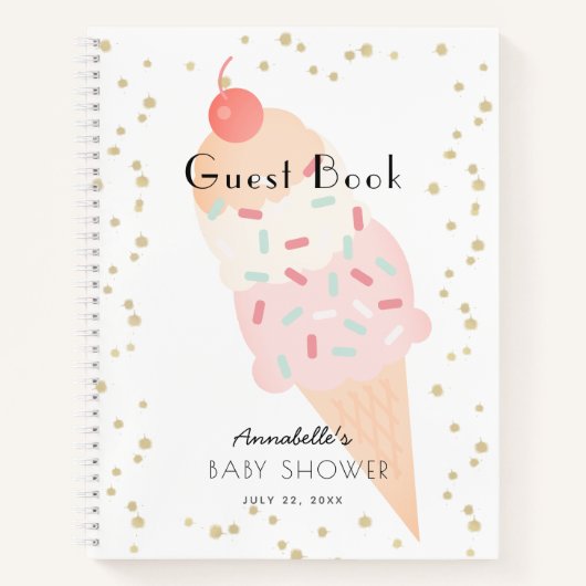 Ice Cream Pink Baby shower Gastboek Notitieboek (Voorkant)