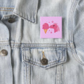 Ice Cream Pony Vierkante Button 5,1 Cm (In situ)