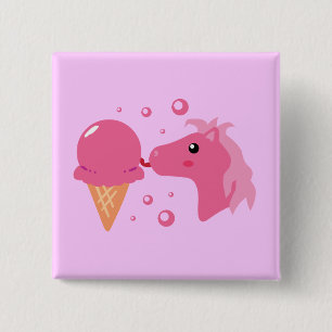 Ice Cream Pony Vierkante Button 5,1 Cm