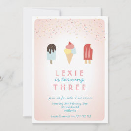 Ice Cream & Popsicle Summer Invitation roze Kaart
