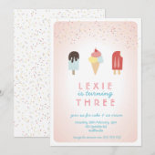 Ice Cream & Popsicle Summer Invitation roze Kaart (Voorkant / Achterkant)