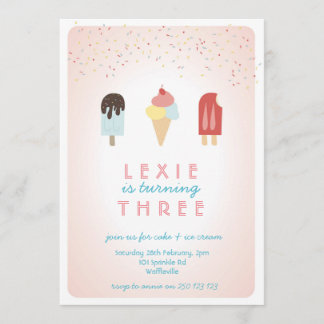 Ice Cream & Popsicle Summer Invitation roze Kaart