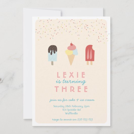 Ice Cream & Popsicle Zomer Uitnodiging (Voorkant)