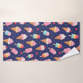 Ice cream, popsicles and cherries pattern (Serviette de bain)