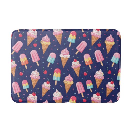 Ice cream, popsicles and cherries pattern badmat (Voorkant)