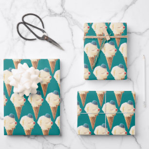 Ice Cream Puppy Pattern Inpakpapier Vel