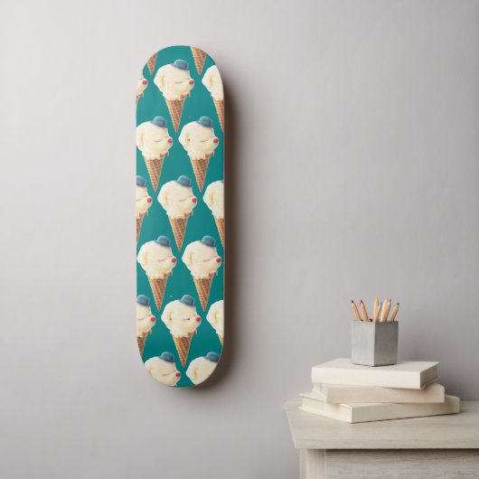 Ice Cream Puppy Pattern Skateboard (Muurkunst)