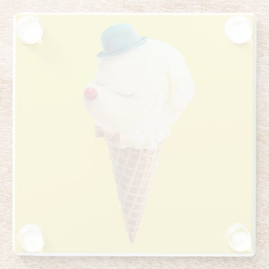 Ice Cream Puppy - Zoet & Chill Glazen Onderzetter (Achterkant)