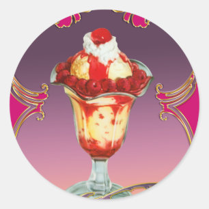 Ice Cream Raspberry Sundae Zoet Ronde Sticker