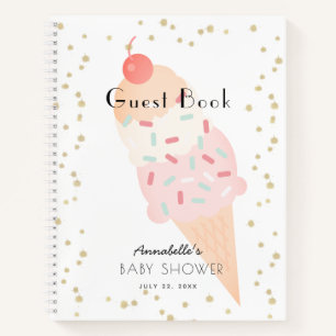 Ice Cream rose Girl Baby shower livre d'invité