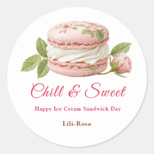 Ice Cream Sandwich Day Waterverf Ronde Sticker