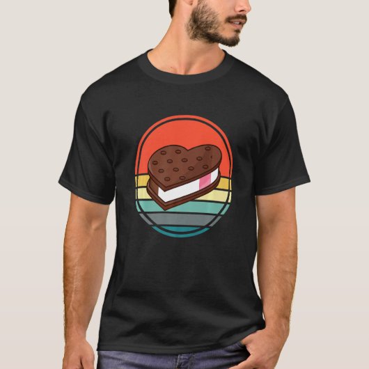 Ice Cream Sandwich Valentijnse He Retro Sunset T-shirt (Voorkant)