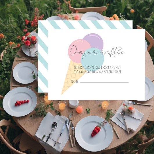 Ice Cream Scoop Baby shower Luier Raffle Informatiekaartje