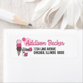 Ice Cream Scoop Birthday-adreslabel Etiket (Insitu)