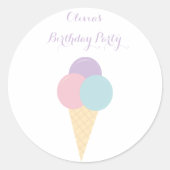 Ice Cream Scoop Pastel kleurrijk verjaardagsfeestj Ronde Sticker (Voorkant)