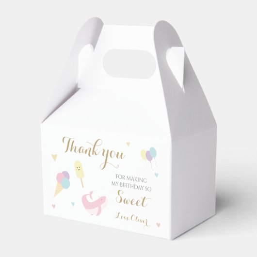 Ice Cream Scoop Pastel Kleurrijke verjaardagsfeest Bedankdoosjes (Voorkant Zijde)