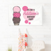 Ice Cream Scoop Verjaardagsfeestbanner Spandoek (Insitu)