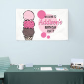 Ice Cream Scoop Verjaardagsfeestbanner Spandoek (Beurs)