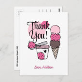 Ice Cream Scoop Verjaardagsfeestje Dank u Briefkaa Briefkaart (Voorkant / Achterkant)