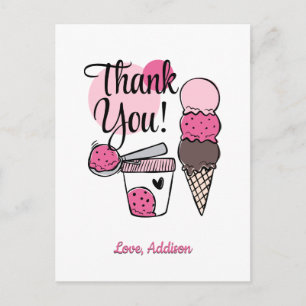 Ice Cream Scoop Verjaardagsfeestje Dank u Briefkaa Briefkaart