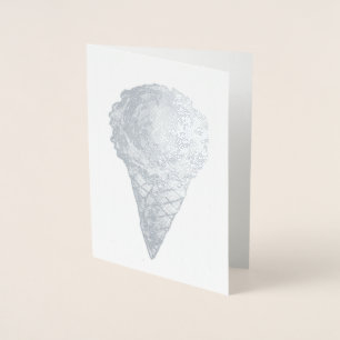 Ice Cream Scoop Waffle Cone Summer Dessert Foodie Folie Kaarten