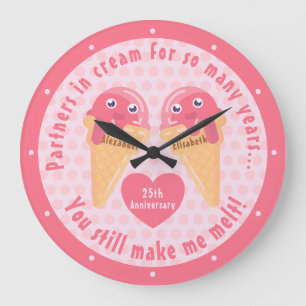 Ice Cream Scoops Cute Romantic Valentijnsdag Grote Klok